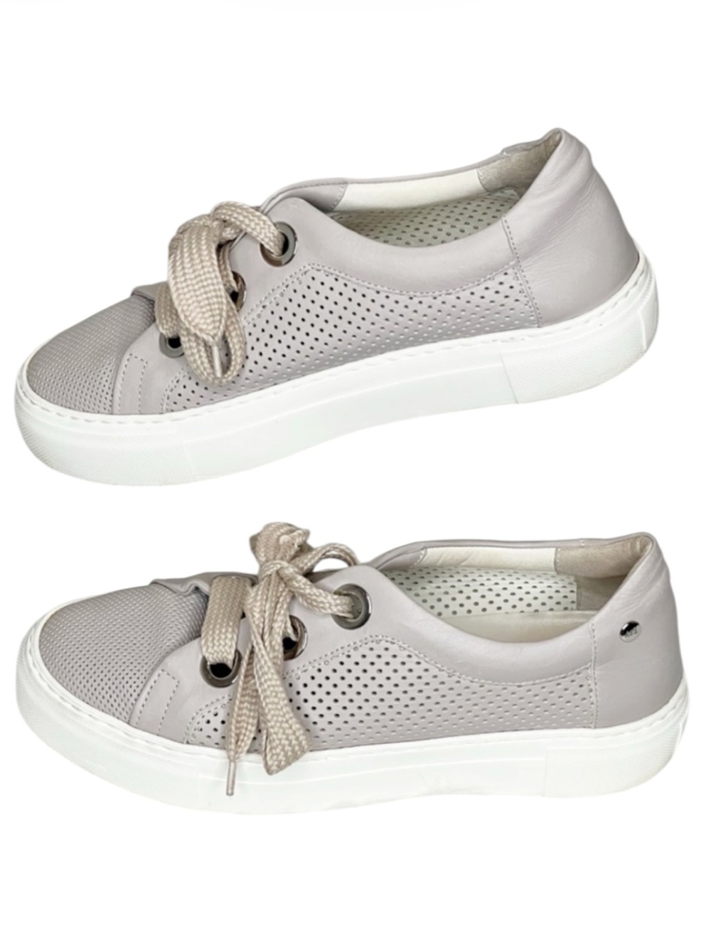 AGL Perforated Leather platform Sneakers In Talc Size 39/9